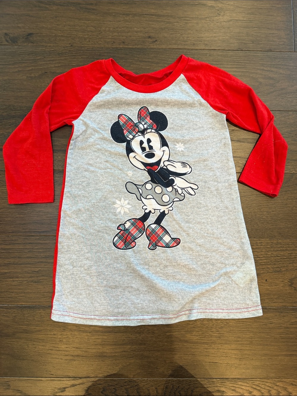 Minnie Mouse Red & Gray Raglan Nightshirt Size 4T - C35-053
